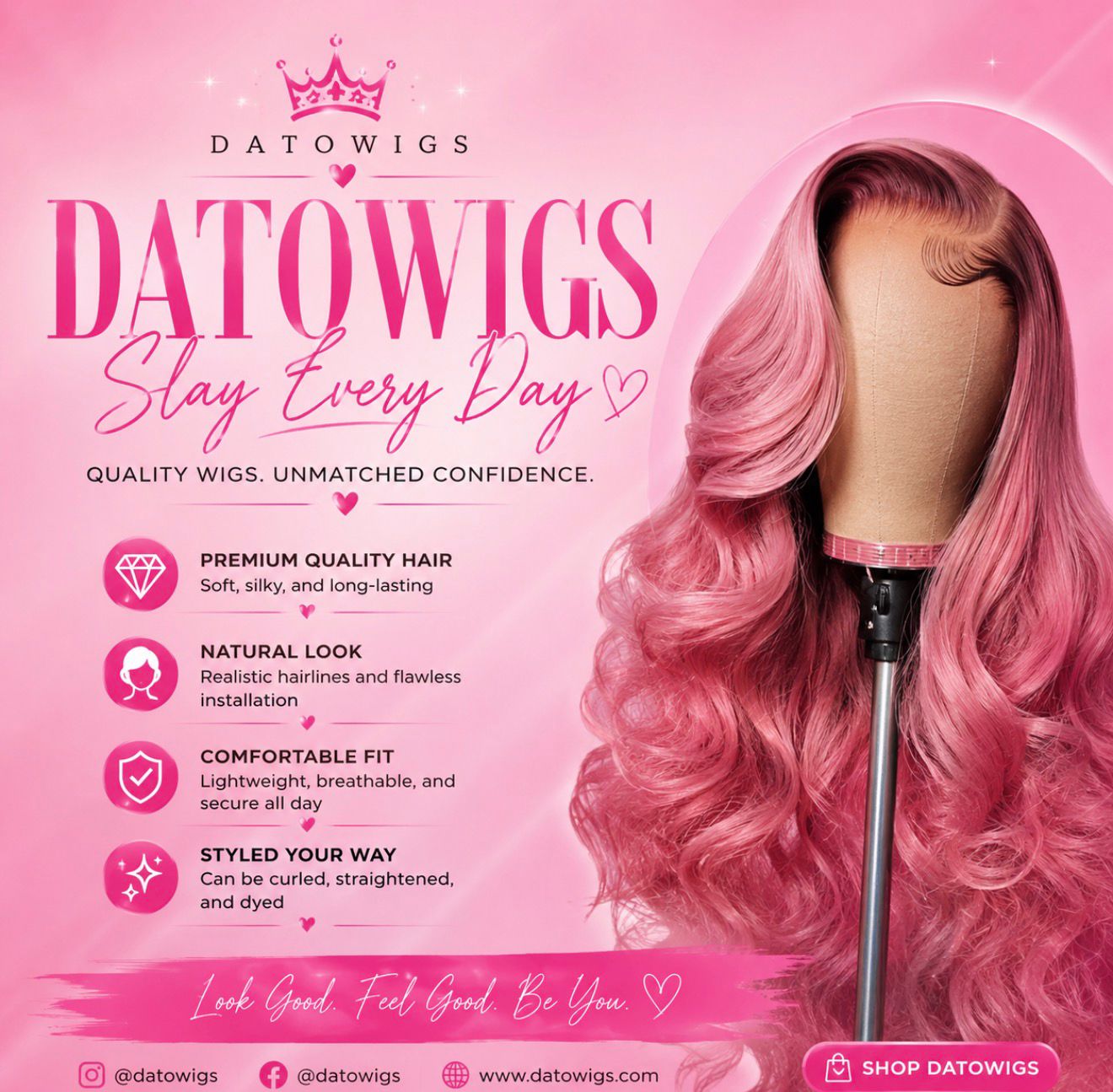 Dato Wigs founder portrait with voluminous waves